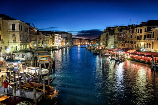 Canal Grande på natten, Venedig — Stockfoto