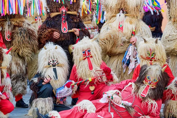 Buntes Gesicht Von Kurent Slowenische Traditionelle Maske Karnevalszeit Traditionelle Maske — Stockfoto