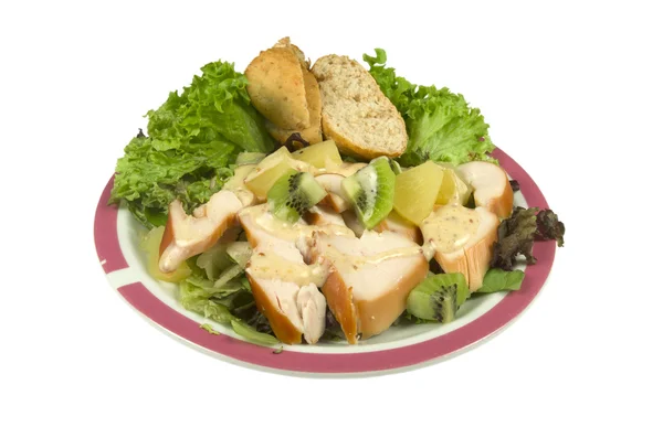 Salad with smoked chicken and pineapple. — Stock Photo, Image