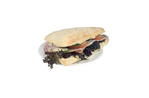 Pyramidenschinken-Sandwich mit Honig-Senf-Dressing. — Stockfoto
