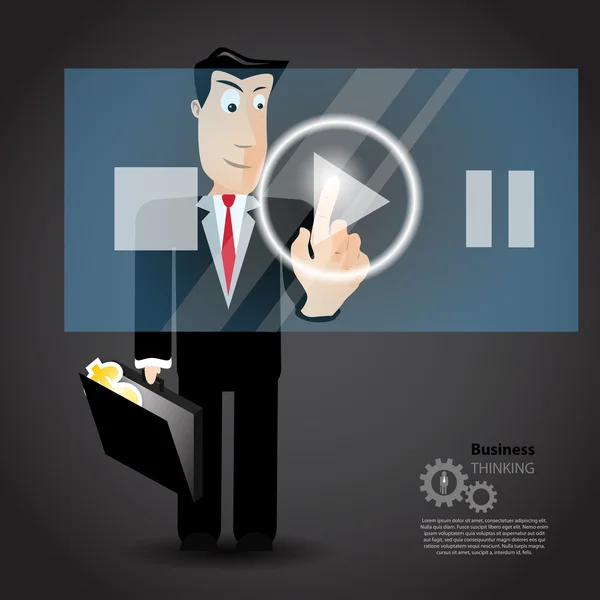 Businessman pressing play button — Stock Vector