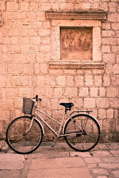 A window and a bicycle