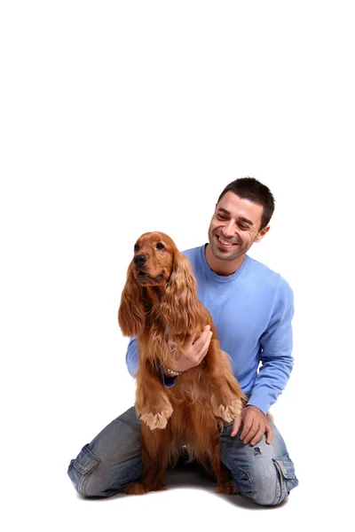 Knappe man met hond — Stockfoto