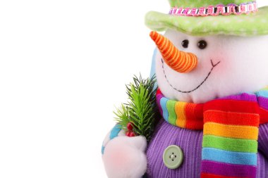 Beyaz arka planda izole edilmiş Noel Kardan Adam