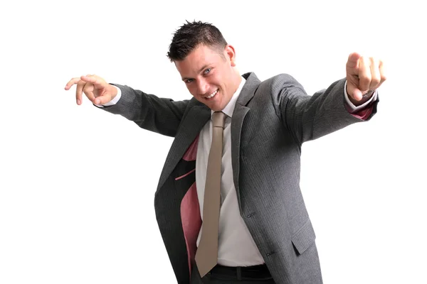 Young, handsome businessman showing excitement — Stock Photo, Image