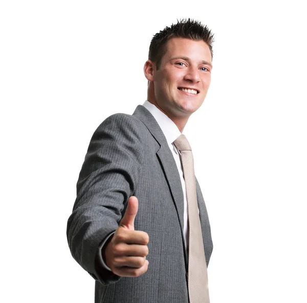 Thumbs up! young businessman — Stock Photo, Image