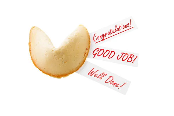 Gefeliciteerd! -backlit enkele fortune cookie Stockfoto