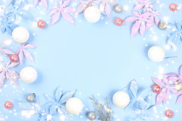 Рождественская Композиция Концепция Нового 2022 Года Красивые Праздничные Украшения Светлом — стоковое фото