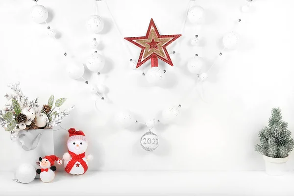 Bożonarodzeniowa Noworoczna Makieta Projekt Prezentację Produktu Abstrakcyjna Koncepcja Sprzedaży Świąteczna — Zdjęcie stockowe
