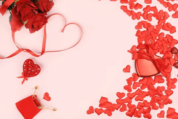 Concetto San Valentino Festa Della Donna Striscione Biglietto Auguri Cuori — Foto Stock