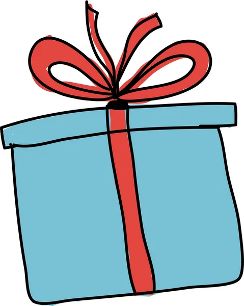 Geschenk-Box-Symbol isoliert auf weißem Hintergrund. Handzeichnung Skizze Illustration — Stockvektor