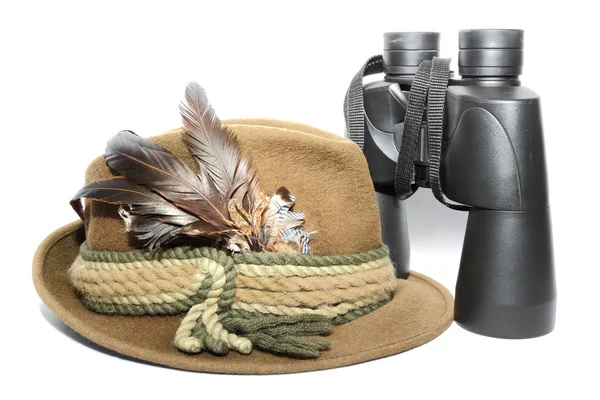 Hat and binoculars — Stock Photo, Image
