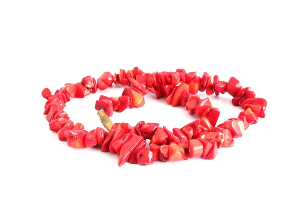 Coral beads over white — Stock Photo, Image