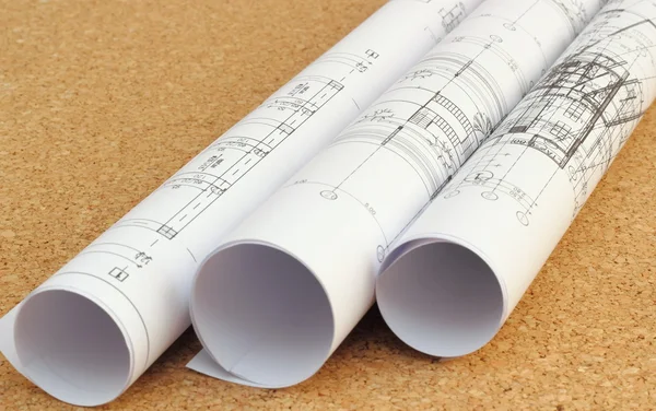 Rolled blueprints — Stock Photo, Image