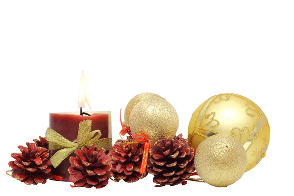 Vánoční dekorace a svíčky — Stock fotografie