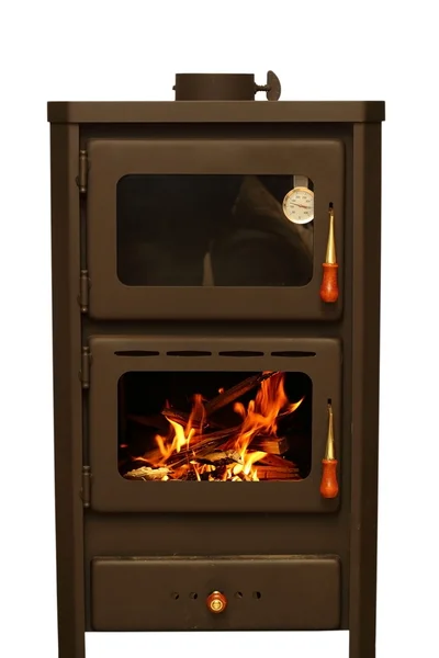 Stove with fire burning — Stock Photo, Image