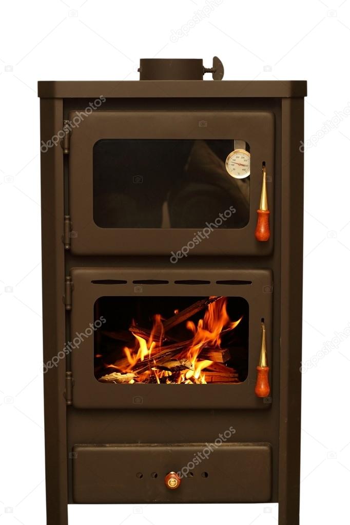 Stove with fire burning