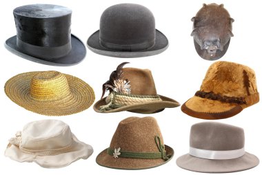 izole şapka koleksiyonu