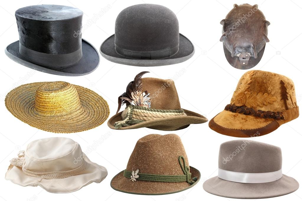 collection of isolated hats