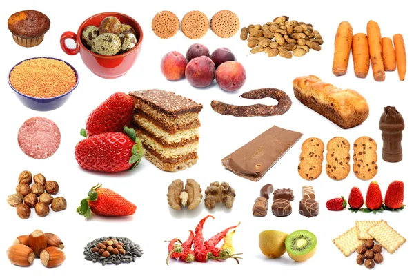 Raccolta di diversi tipi di alimenti — Foto Stock