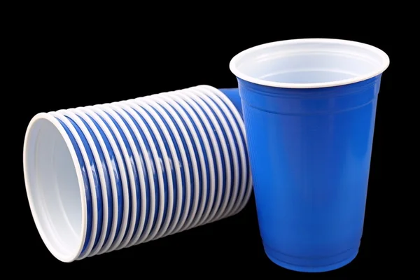 Blå plast cups — Stockfoto