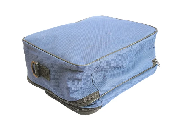 흰색 위에 오래 된 파란 가방 — 스톡 사진