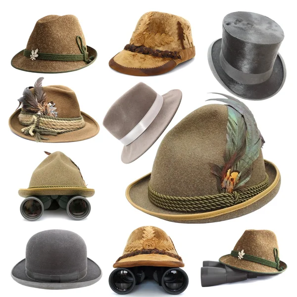 Collection of oktoberfest and hunting hats — Stock Photo, Image