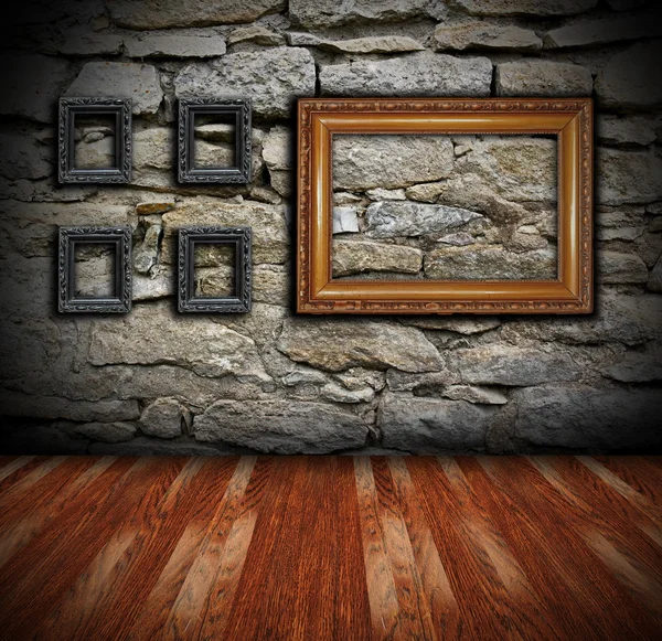 Interieur achtergrond met schilderij frames — Stockfoto