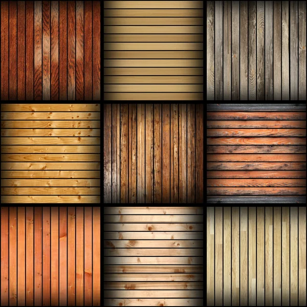 Collage van verschillende houten tegels — Stockfoto