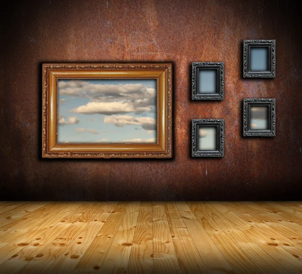 Abstract architectuur achtergrond met frames op de muur — Stockfoto