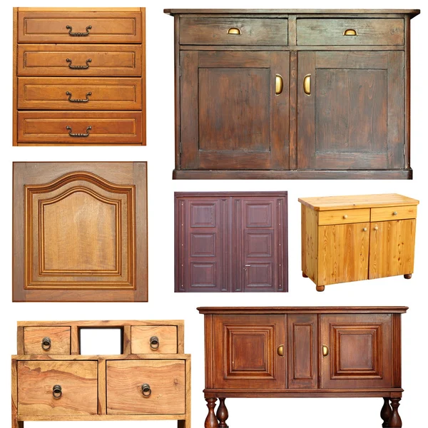 Stare drewniane meble kolekcja — Zdjęcie stockowe