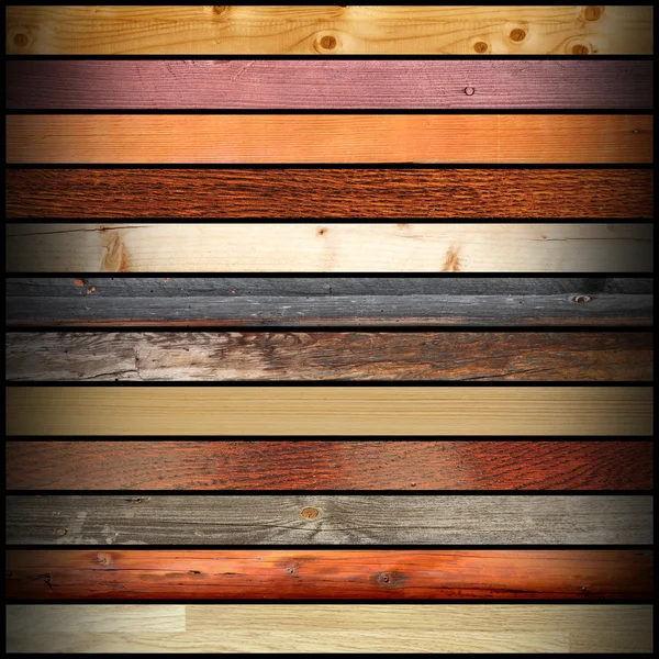 Collage with colorful different wood boards — Stock Photo, Image