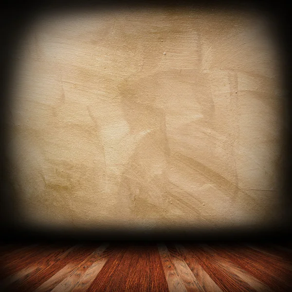Mur de ciment altéré et plancher de bois — Photo