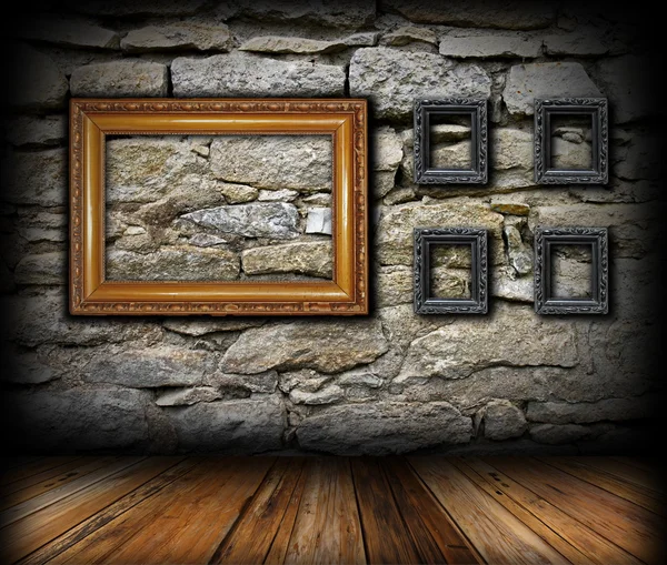 Vintage interieur achtergrond met frames — Stockfoto