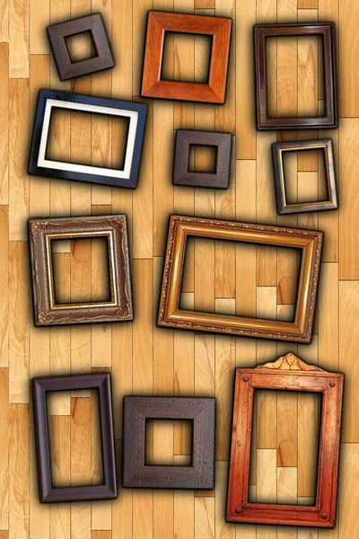 Frames on wall backdrop — Stock Photo, Image