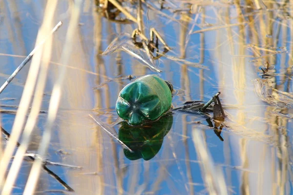 Pollution in natural wetland area — Stock Photo, Image