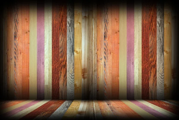 Färgglada trä inredning rum bakgrund — Stockfoto