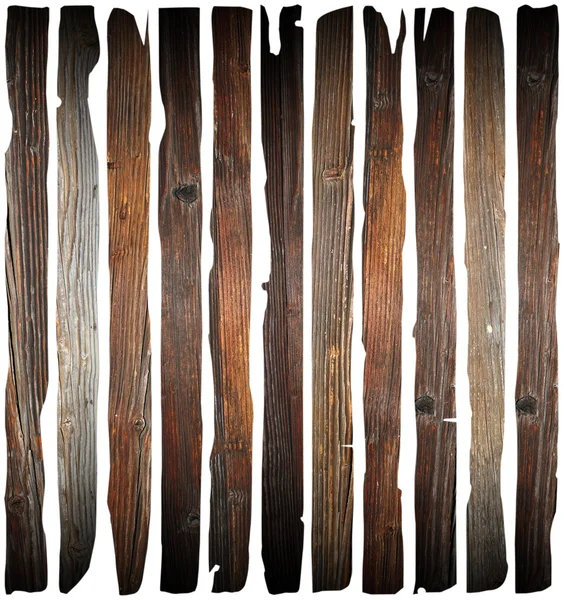 Tábuas de madeira danificadas velhas no branco — Fotografia de Stock