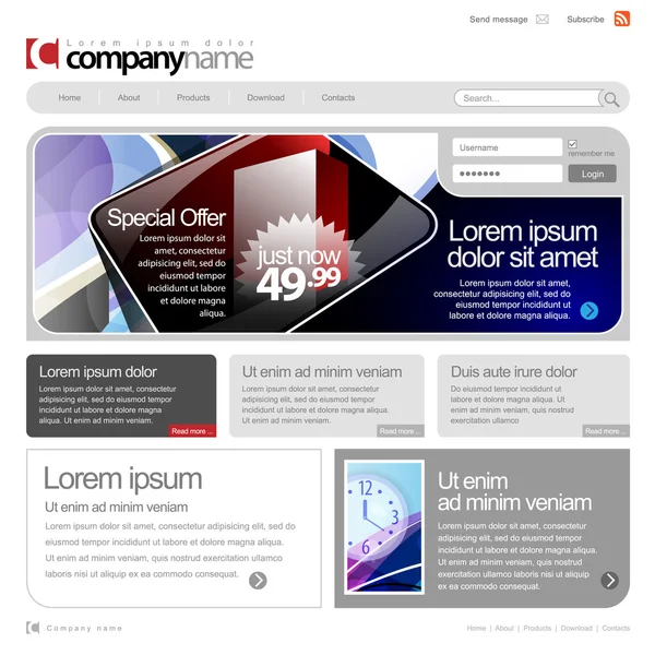 Grigio Sito web Template 960 Griglia . — Vettoriale Stock