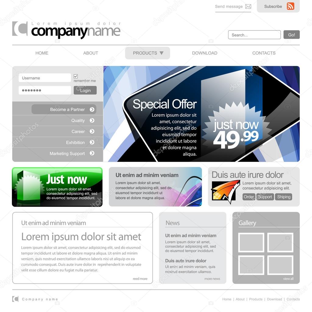 Gray Website Template 960 Grid.