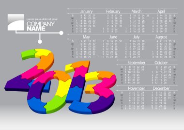 2013 takvim. vektör çizim puzzle vector öğesi ile