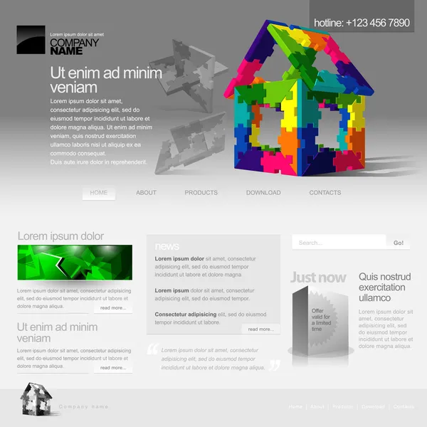 Grigio Sito web Template 960 Griglia . — Vettoriale Stock