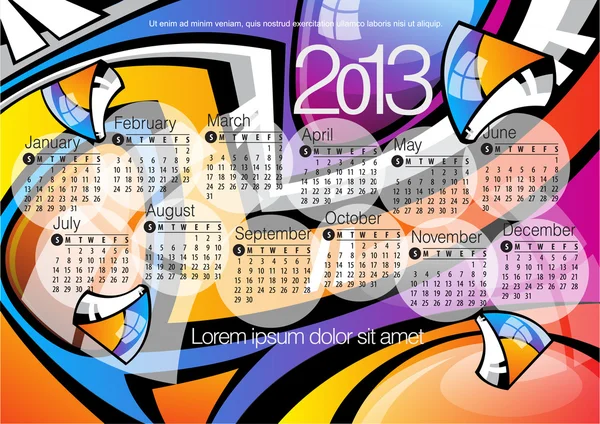 Calendario 2013. Ilustración vectorial — Vector de stock