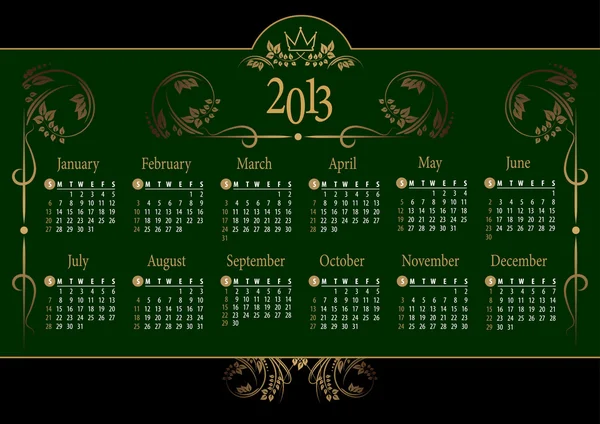 Calendario 2013. Illustrazione vettoriale — Vettoriale Stock