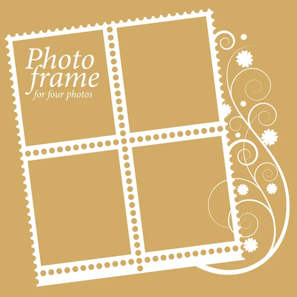 Frame with floral Elements for four photos. vector — Stock Vector