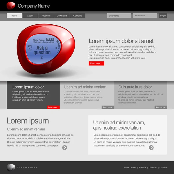 Grigio Sito web Template 960 Griglia . — Vettoriale Stock