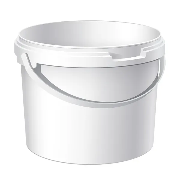 Cool Realistic White plastic bucket. Vector — Stock Vector