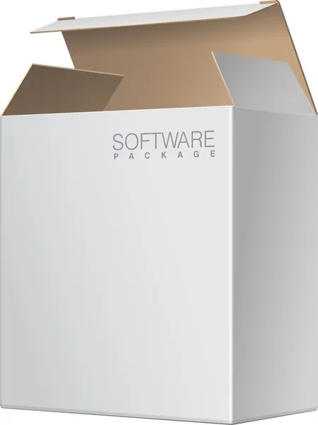 Caixa de pacote branco aberta. Para dispositivos electrónicos — Vetor de Stock