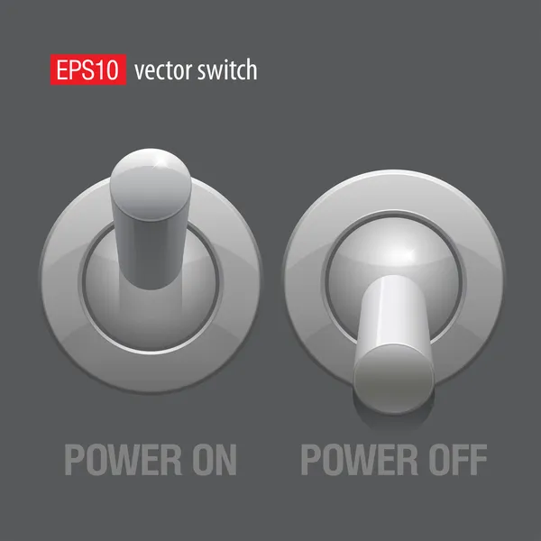 Interruptor de palanca realista fresco color gris. Vector — Vector de stock