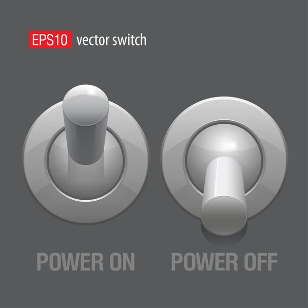 Cool Realistic Toggle Switch colore grigio. Vettore — Vettoriale Stock